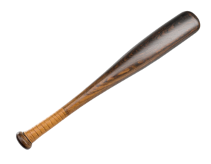 Vintage wooden baseball bat on a black background