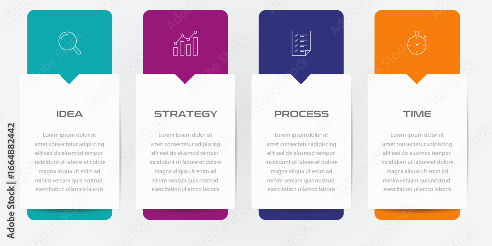 Aufkleber business process infographic strategy - 4 steps timeline data visualization with icon - numbering pr