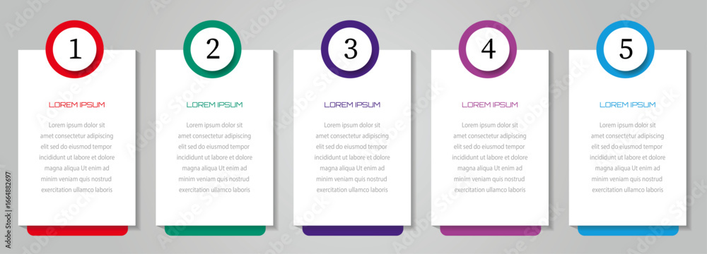Aufkleber business process infographic strategy - 5 steps timeline data visualization with icon - geometric in