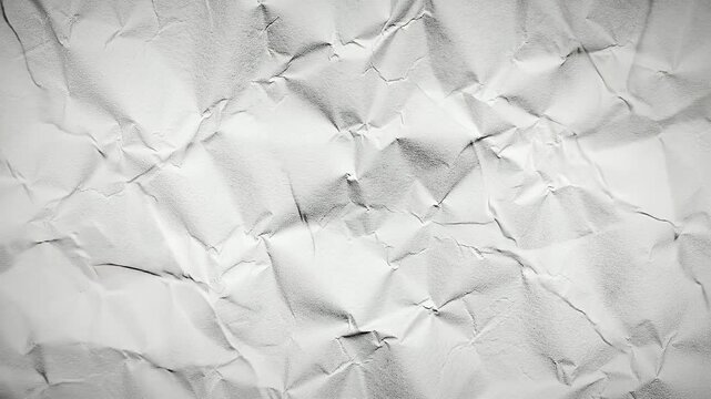 Detailed Close Up of Crumpled White Paper Texture with Natural Shadows and Creases Ideal for Texture Overlays or