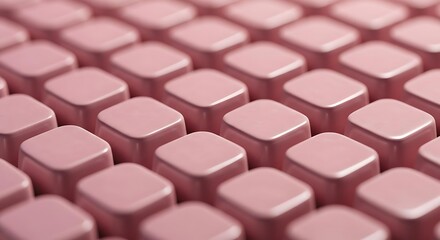 A close-up perspective shows a grid of uniform, rose-colored, rounded-square shapes.