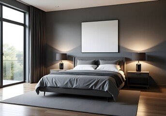 Modern Bedroom Interior with Classic Bed
