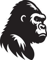 Gorilla Family Silhouette Vector – Black and White Wildlife Illustration of Parent and Baby Apes