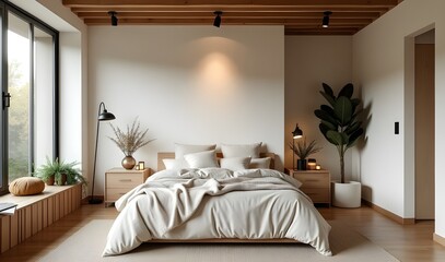 Modern Bedroom Interior with Simple Bed