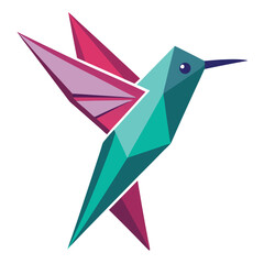 Naklejka premium Vector art of geometric origami hummingbird flying