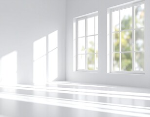 Sunlight streams into a white room
