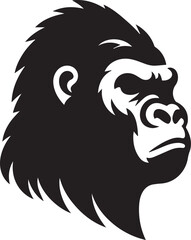 Gorilla Family Silhouette Vector – Black and White Wildlife Illustration of Parent and Baby Apes