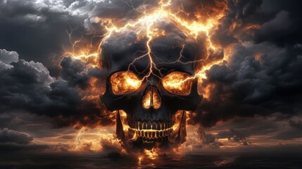 Obraz premium Skull Surrounded by Billowing Smoke - Dark Atmospheric Image for Design Projects