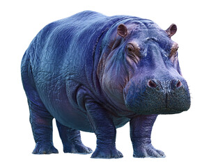 Fototapeta premium Hippopotamus standing in water pose isolated PNG