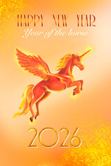 Lunar new year symbol horse 2026. Symbol of 2026 year red horse 