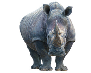 Naklejka premium Rhinoceros frontal view isolated white background