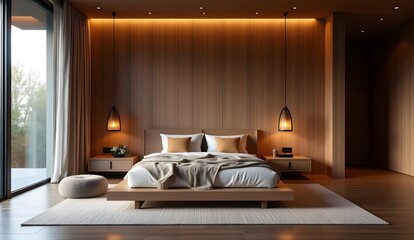 Modern Bedroom Interior with Luxury Bed