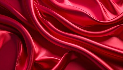 Obraz premium Luxurious flowing red satin fabric with elegant folds and soft light for a sophisticated feel