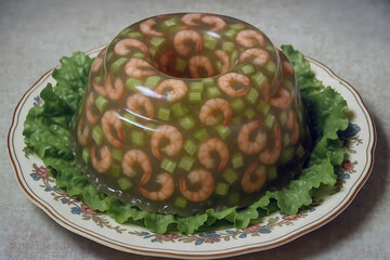 Authentic 1920s Jellied Shrimp Salad (Aspic)
