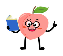 Cute Hand Drawn Peach Reading A Book