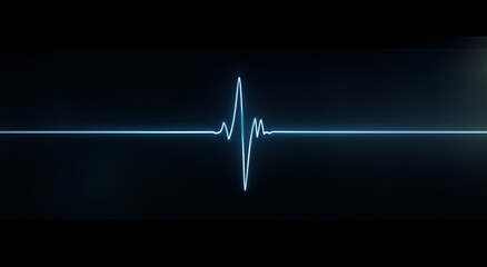 Glowing heartbeat line on dark background symbolizes life and vitality, evoking emotions of hope and energy