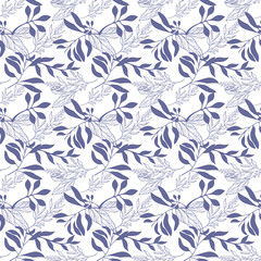 Obraz premium Seamless Pattern with Beautiful Flowers and Leaves Floral Design White Background