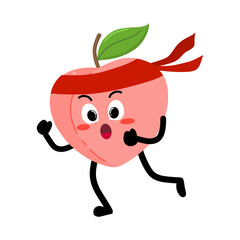 Cute Hand Drawn Peach Running Jogging