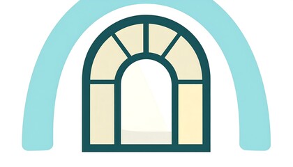 Fototapeta premium Arch window framed by pastel rainbows