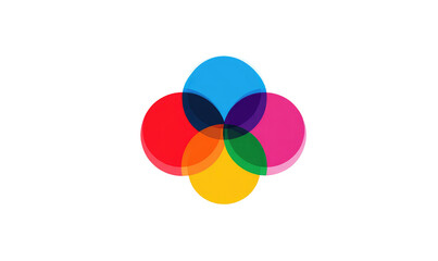 Interlocking circles of primary and secondary colors on a black background