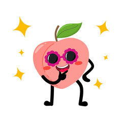 Cute Hand Drawn Cool Peach Feeling Proud Wearing Sunglasses