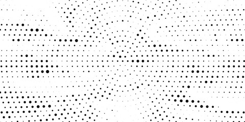 Abstract halftone wave dotted background. Futuristic twisted grunge pattern, dot, circles