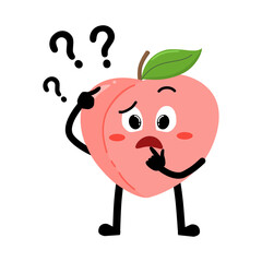 Cute Hand Drawn Peach Questioning and Thinking