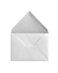 A pristine, blank white envelope, open