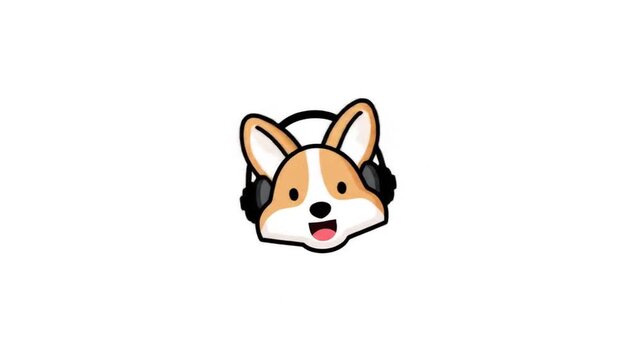Cute corgi with headphones