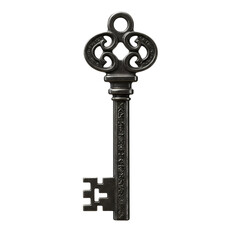 Antique Skeleton Key Ornate Metal Key Vintage Key Dark Background Perfect for Mystery Fantasy or Historical Projects isolated on transparent background