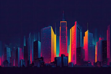 Obraz premium Vibrant Neon Cityscape at Night