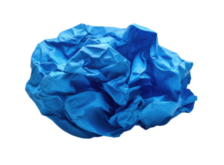 Crumpled, vibrant blue paper, isolated on black