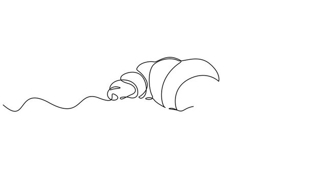 Self drawing line animation Croissant badge bakery continuous one single line drawn concept. Full length animation