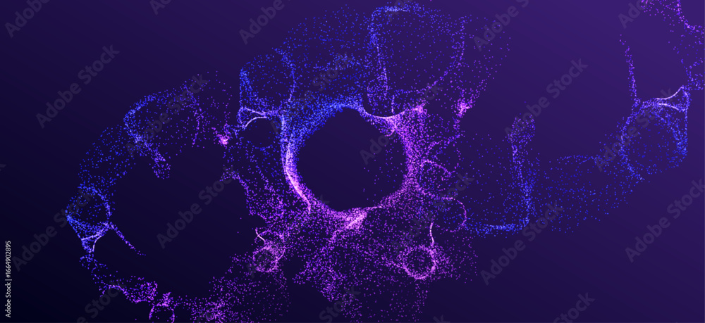 Aufkleber ai galactic banner with splash circle. technology particles design. dots a.i big data neon round bac