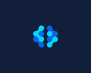 Abstract human brain vector logo. Mind education colorful symbol. Iq intellect icon concept.