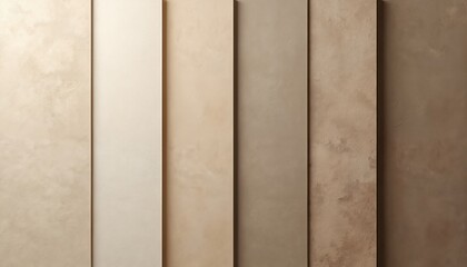 Neutral beige with slight ombre taupe plain background. Vertical wooden panel texture. Light beige, cream, tan, grey brown colors. Wall material for home decor, design.