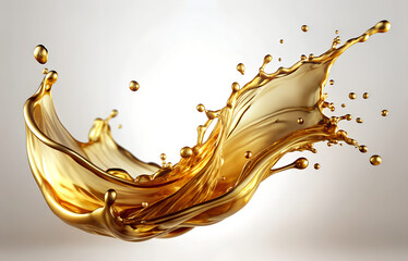 A dynamic splash of golden liquid resembling oil