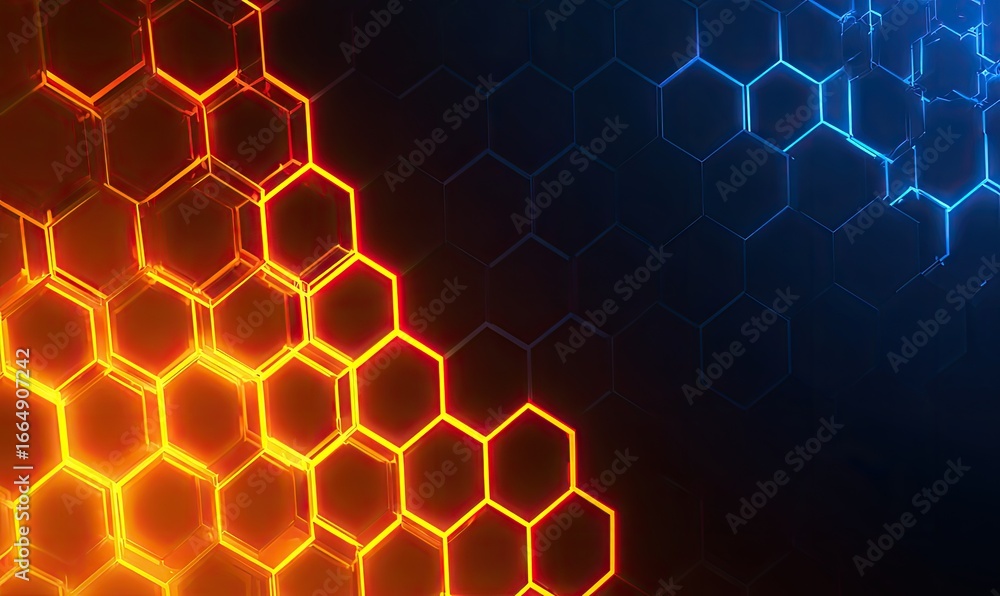 Aufkleber abstract hexagonal pattern with vibrant light effects