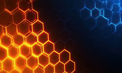 Abstract hexagonal pattern with vibrant light effects