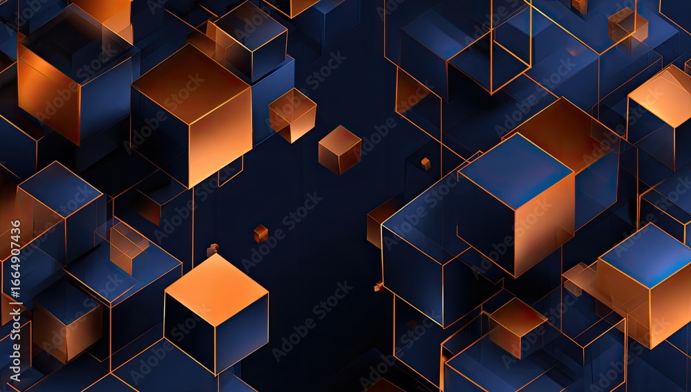 Poster abstract geometric pattern of overlapping cubes