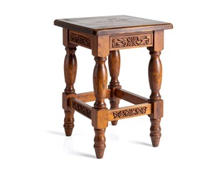 Wooden carved stool, square top