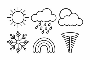 Modern Weather and Climate Icon Bundle  Minimalist Line Art Vector Design