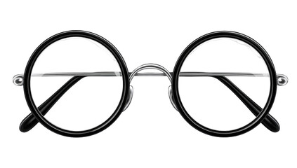 Round black eyeglasses, silver rims