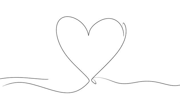 Single line drawing of a heart