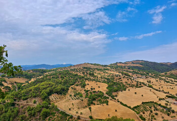 scenic winter panorama of the cultivated Calabrian hills