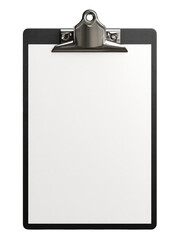 Empty black clipboard with blank white paper