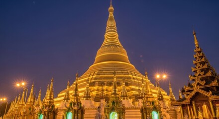 Fototapeta premium Golden Pagoda at night