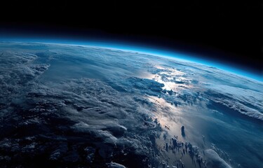 Fototapeta premium Earth from space, clouds and atmosphere