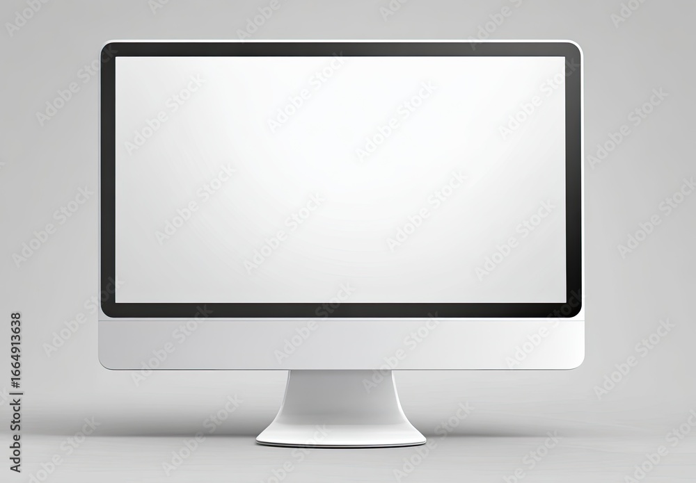 Poster white computer monitor on a light gray background