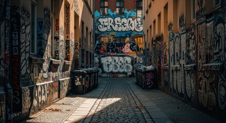 Fototapeta premium Graffiti-covered alleyway
